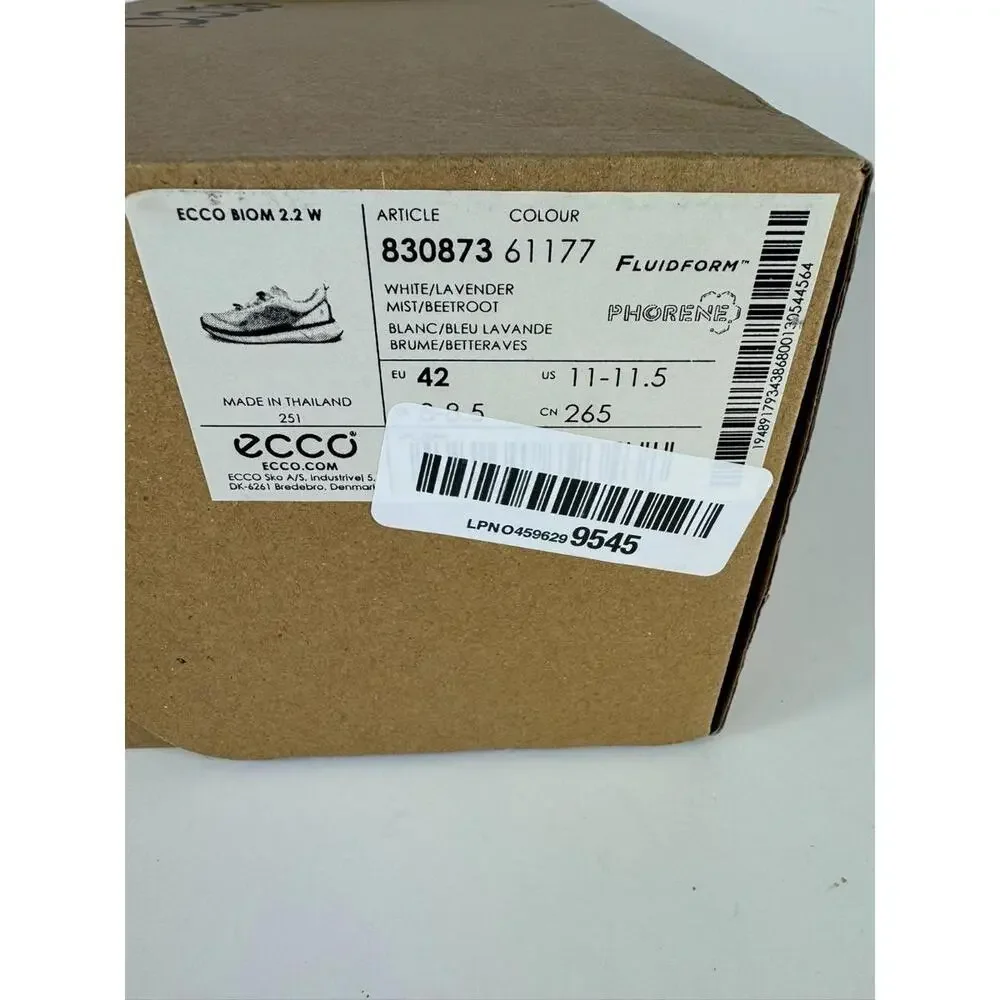 ECCO Biom 2.2 White Lavender Womens Athletic Fuidform Sneaker EU 42 US 11/11.5